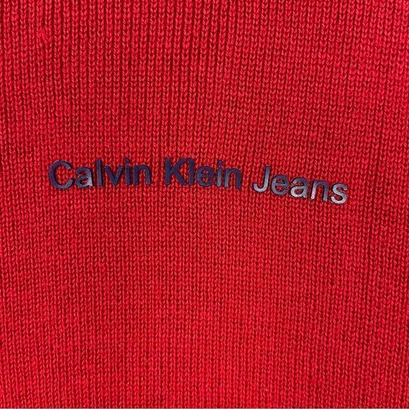 Calvin Klein Men’s Y2K Red White Blue Ribbed Knit Sweater Casual Cozy Large - Picture 5 of 12